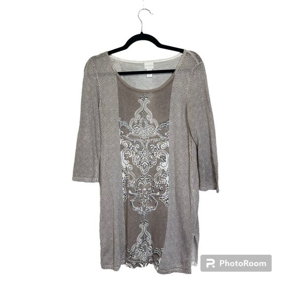 Chico’s Womens Cream Geometric Print Tunic Top‎ Sweater Size 0 US Medium Stretch - Picture 10 of 11